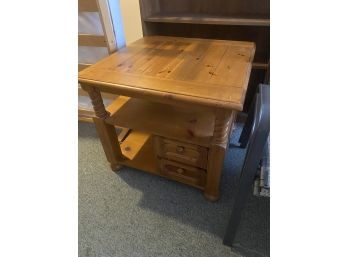 Uniquely Designed Side Table With Two Drawers & Twist Accent Columns