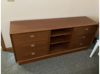 Large Dresser On Wood Base With 6 Drawers And 3 Shelves