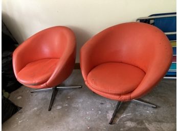Pair Of Orange Mid Century Modern Chairs
