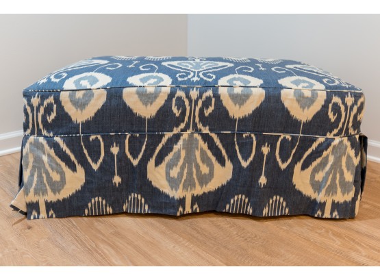 Ethan Allen Large Ottoman With Blue Ikat Cover