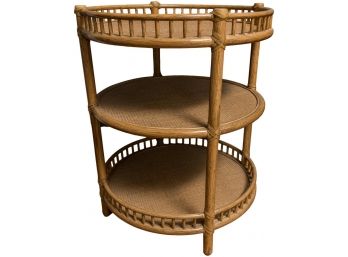 Vintage McGuire Three-Tier Round Bamboo And Rattan End Table (2 Of 2)
