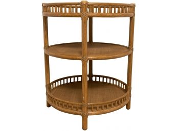 Vintage McGuire Three-Tier Round Bamboo And Rattan End Table (1 Of 2)