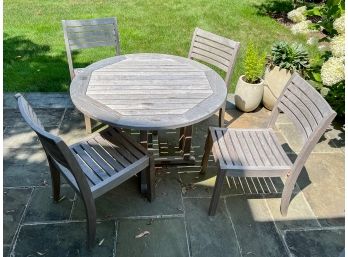 Kingsley Bate Teak Nantucket Weather Table With Four Country Casual Teak Chairs