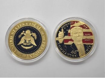 Pair Of President Trump Challenge Coins