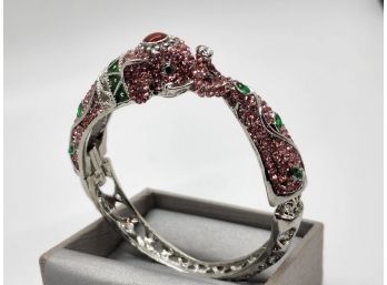Pink Austrian Crystal Elephant Bracelet