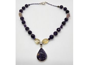 New Morado Purple Opal Drop, AAA Large Faceted Amethyst, Ametrine, Citrine & Japanese Glass Beads In Sterling