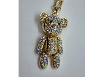Faux Mystic White Crystal Bear Necklace