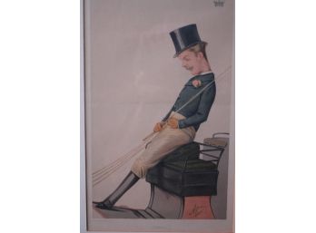 Vintage Framed Lithograph Titled 'CHARLIE' By Vincent Brooks, Day & Sons Caricature Of Lord Carrington