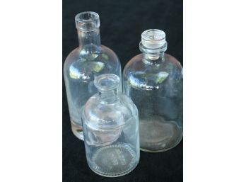 Lot Of 3 Vintage Glass Bottles