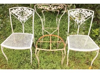 Great Lot Of 3 Vintage Whimsical Metal Iron Chairs