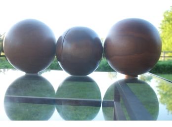 Lovely Set Of 3 Antique Wooden Balls