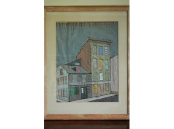 Framed Watercolor Painting Of The Ironwork Building Baltimore, MD Signed H.A. Evans Jr  (1925-1995) Dated 1960
