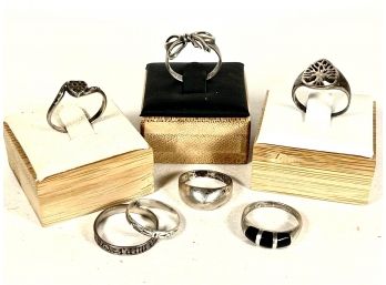 Lot 7 Vintage Sterling Silver Rings Size 4 To 7