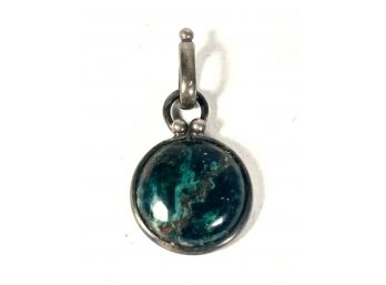 Vintage Green Blue Turquoise Sterling Silver Pendant