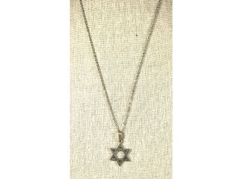 Vintage Sterling Silver Star Of David Chain And Pendant