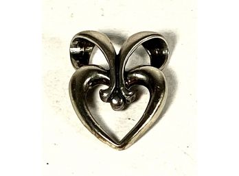 Contemporary Sterling Silver Heart Formed Pendant