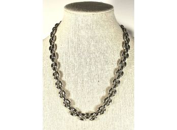Signed Napier Silver Tone Rhodium Plated Link Necklace
