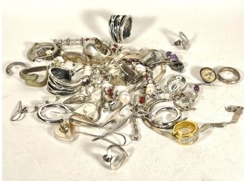 Lot Sterling Silver Scrap Jewelry Single Earrings As/is Pieces Etc.