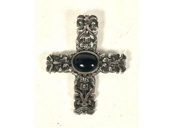 MMA Metropolitan Museum Of Art Sterling Silver Black Onyx Cross Pendant