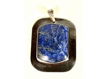 Hand Crafted Sterling Silver And Lapis Stone Bezel Set Pendant