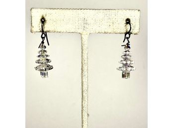 Vintage Crystal Christmas Tree Pierced Earrings