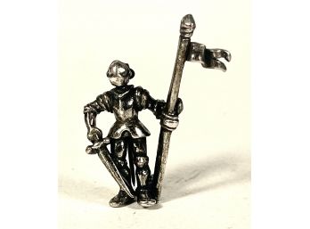 Vintage Silver Tone Knight W Sword Brooch Pin