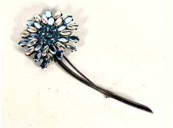 Vintage Signed Givenchy Large Flower Brooch W Glass Stones
