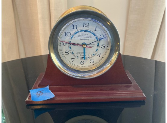 Howard Miller Mantle Tide ClockWood Base And Brass.  Battery Operated.  Two Part, Analogue.
