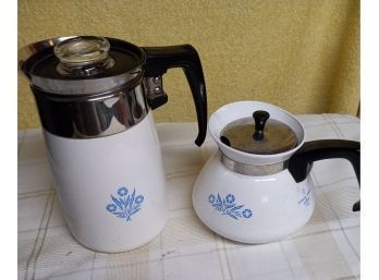 Pair Corning Ware Coffee Pots