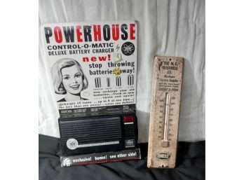 Vintage Battery Charger / New Haven Thermometer