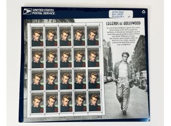 Legends Of Hollywood  - JAMES DEAN  - Single Full Sheet 32 Cent  Stamps - SEALED