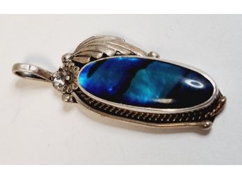 Glowing Blue And Green Stone Sterling Silver Pendant