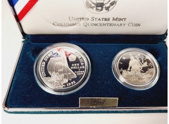 1992 2-Coin Columbus Quincentenary 500th Anniversary Proof Coin Set