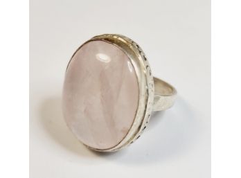 Large Pink Stone Sterling Silver Ring New