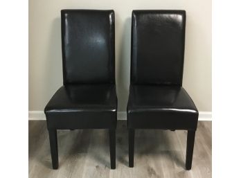PR. Black Naugahyde Parsons Chairs