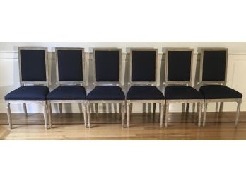 6 Distressed, Weathered Wood, Fresh Black Upholstered Chairs, Seating