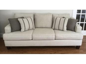 Taupe, Linen Texture Clean Line, 3 Cushion Sofa