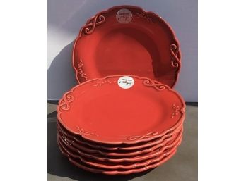 Brand New Vibrant Scalloped Red Dishes, Made In Portugal, Nocal LDA.