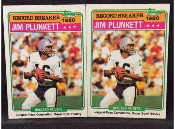 (2) 1981 Topps Jim Plunkett Record Breaker Cards