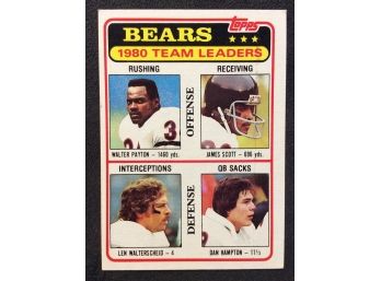 1981 Topps Bears Team Leaders Walter Payton