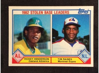1983 Topps Stolen Base Leaders Rickey Henderson/Tim Raines