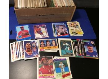 Box Filled With Assorted Baseball - Basketball & Hockey Cards