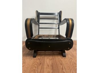 LARGE Black & Gold Wooden Rocking Chair