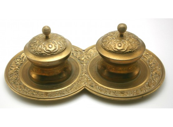 Antique Double Inkwell Set