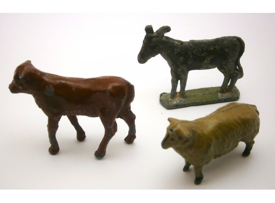 (3) Small Barnyard Animal Figurines