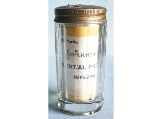 Vintage Johnson's Dental Floss In Original Glass Container