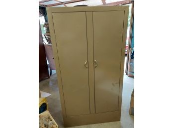 Vintage Metal Wardrobe Or Storage Double Door Cabinet