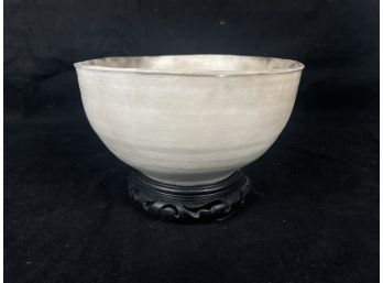 Ceramic Bowl With Wooden Pedestal