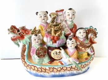 Asian Family Sculpture Ceramic