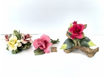Capodimonte And Japanese Made Decorative Porcelain Flowers
